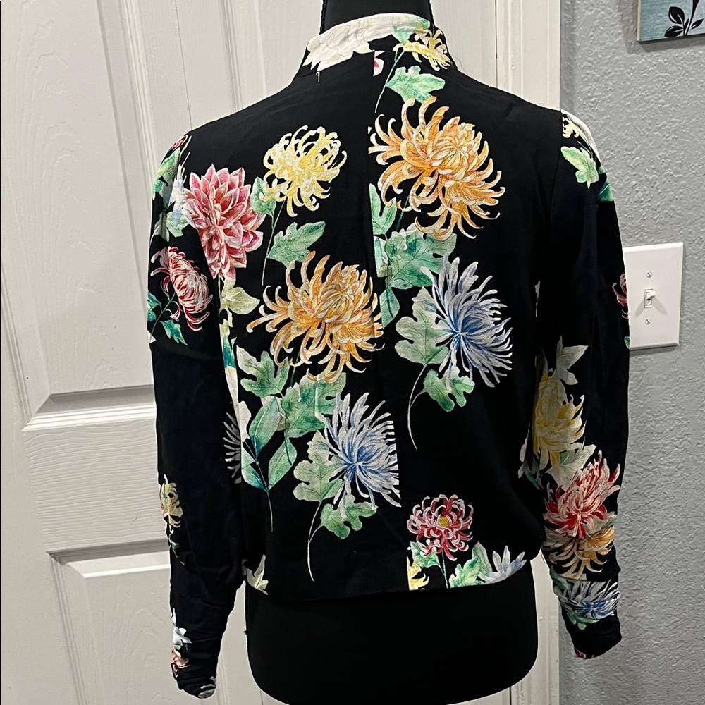 Zara Basic Collection Multicolor Floral Bomber Ja… - image 7